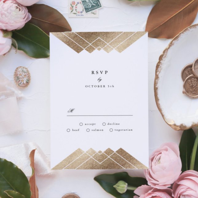 Gatsby Boda Geométrica de Oro Rosado RSVP (Subido por el creador)