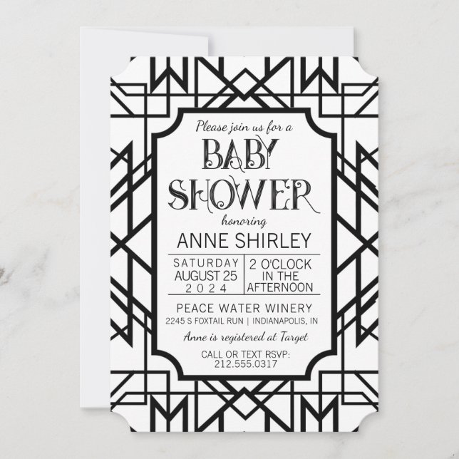 Gatsby de la invitación Art Déco a Baby Shower de  (Anverso)
