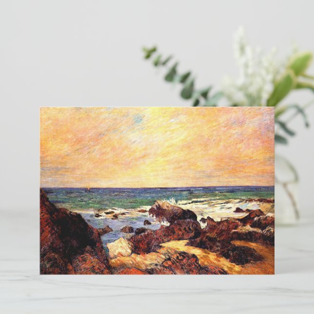 Gauguin - Rocas y Mar, arte fino, (Anverso de pie)