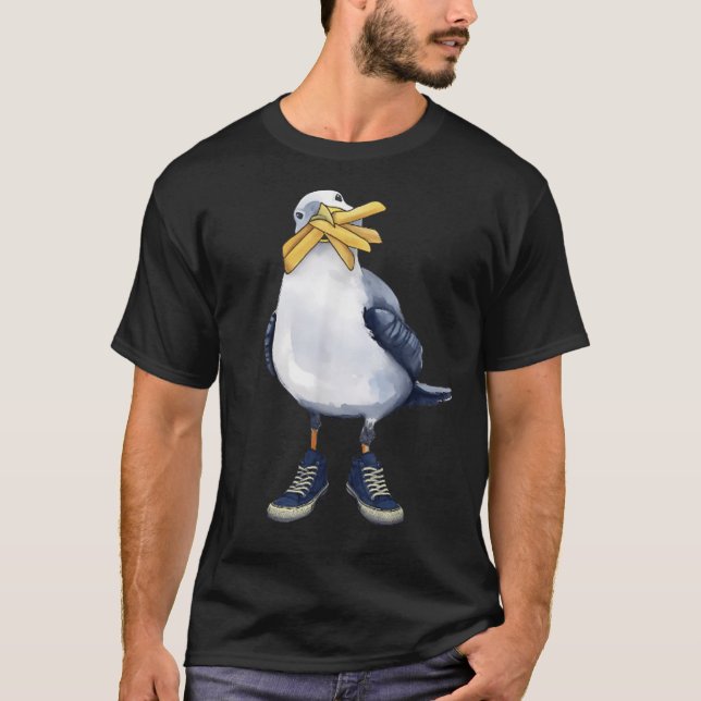 Gaviota Con Fries Y Sneakers Camiseta Divertida.pn (Anverso)