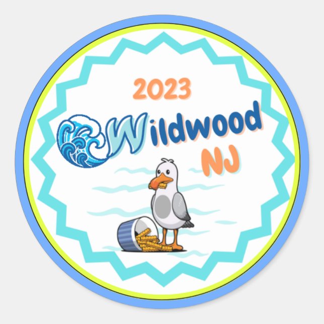 Gaviota pegatina Wildwood NJ 2023 (Anverso)