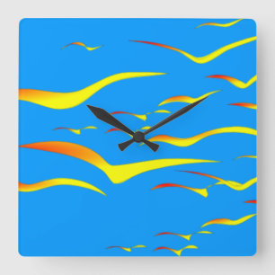 Gaviotas abstractas en el reloj de pared de vuelo