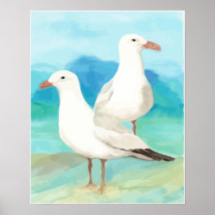 Gaviotas acuáticas en el arte de la naturaleza de