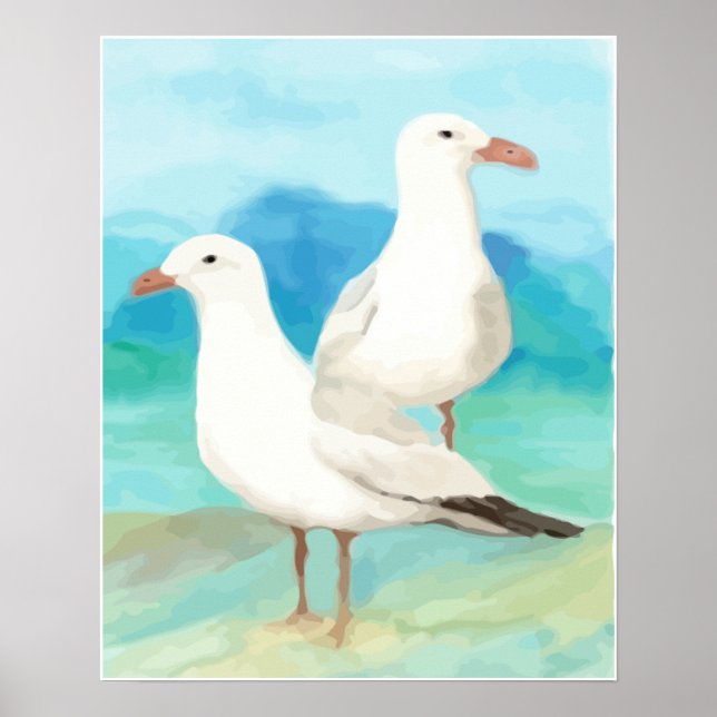 Gaviotas acuáticas en el arte de la naturaleza de  (Frente)