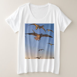 Gaviotas con arte de contorno negro de vuelo