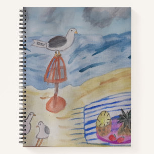Gaviotas en el cuaderno de playa