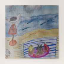 Gaviotas En El Rompecabezas De La Playa