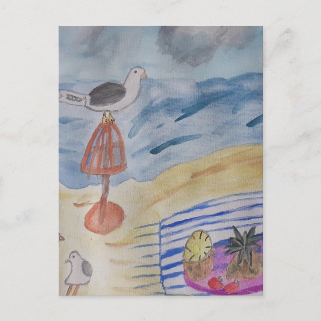 Gaviotas En La Postales De La Playa (Anverso)