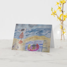 Gaviotas en la tarjeta de felicitación de playa