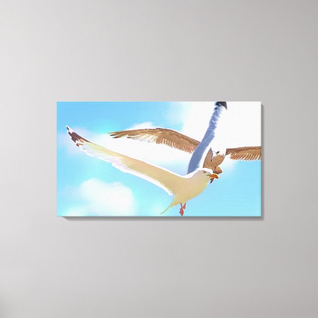 Gaviotas en Vuelo Impresión en Lienzo Envolvente (Anverso)