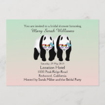 Gay divertido Pandas oso Bridal Shower Invitación