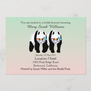 Gay divertido Pandas oso Bridal Shower Invitación