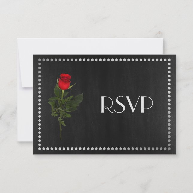 Gay Elegant Black and Silver RSVP con Rosa (Anverso)