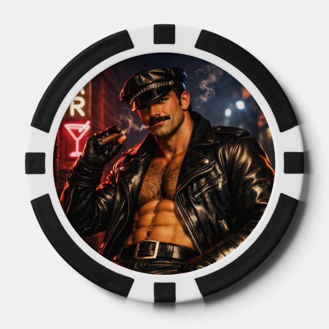 Gay Leather Daddy Fichas de Póquer de los 70 – Dob (Anverso)