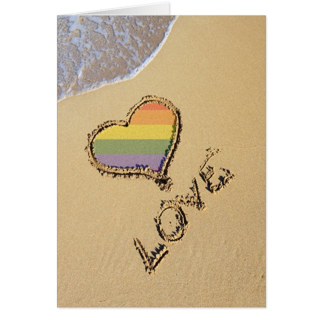 Gay Rainbow Love Heart In the Sand (Frente)