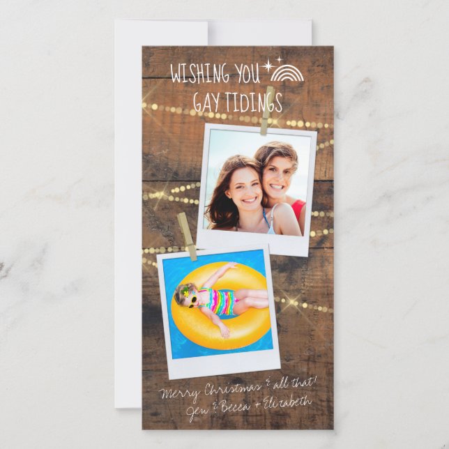 "Gay Tidings" Tarjeta de vacaciones LGBT de 2 foto (Anverso)