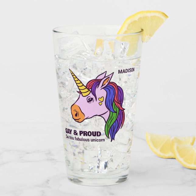 Gay Unicornio de texto personalizado (Reverso (hielo))