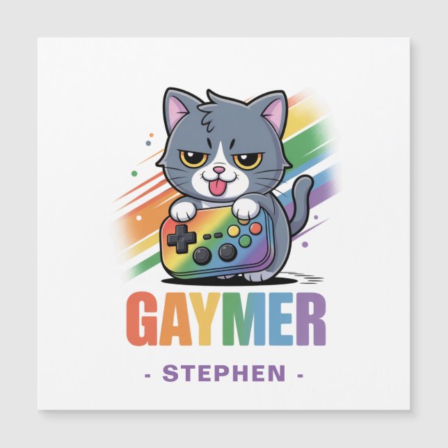 Gaymer - Gato de juegos de arcoiris con consola |  (Anverso)