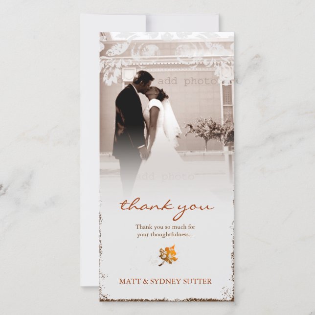 GC | Boda de otoño de edad gracias tarjeta fotográ (Anverso)