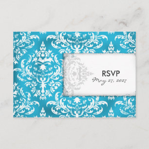 GC   Erika Vintage Turquoise Damask RSVP