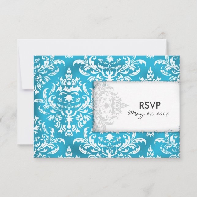 GC | Erika Vintage Turquoise Damask RSVP (Anverso)