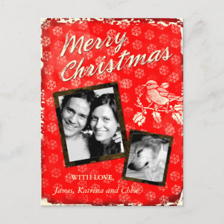 GC | Tarjeta Rustic Merry Christmas Add Photo