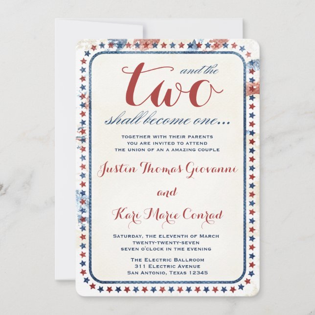 GC Toda la invitación del Boda blanco rojo estadou (Anverso)
