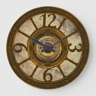 Gears Steampunk - Brass - Reloj de pared redonda