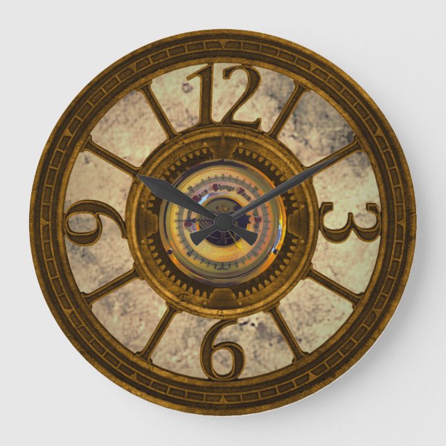 Gears Steampunk - Brass - Reloj de pared redonda (Anverso)