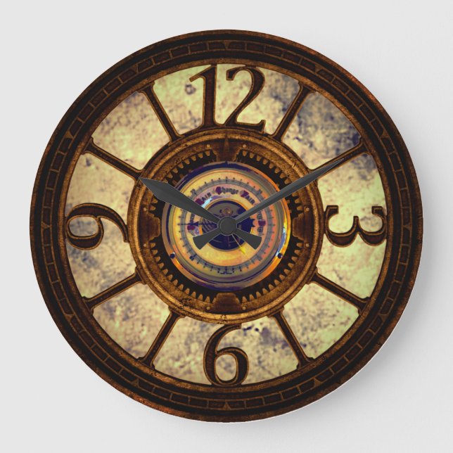 Gears Steampunk - Cobre - Reloj de pared redonda (Anverso)