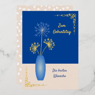 Geburtstag alemán su tarjeta de Relieve metalizado