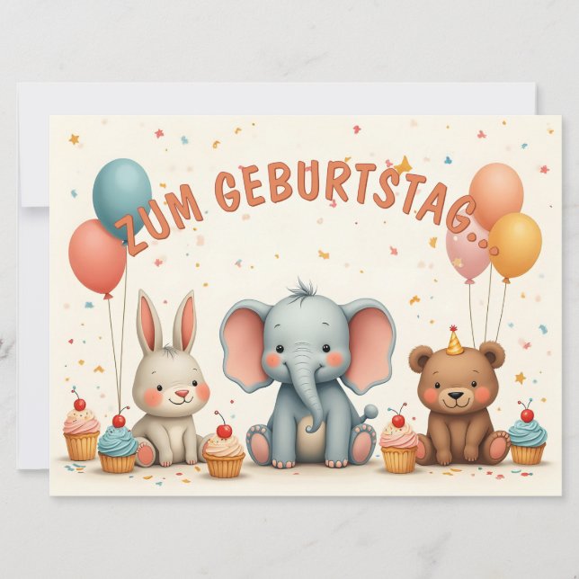 Geburtstagsfreude mit tierischen Freunden (Anverso)