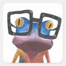 Gecko con Pegatina retro de gafas