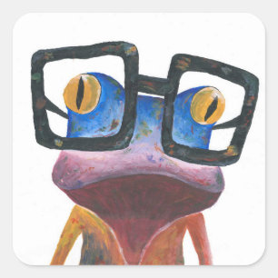 Gecko con Pegatina retro de gafas