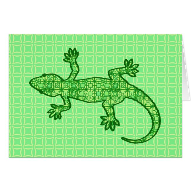 Gecko de batik tribal - cal y verde esmeralda (Anverso (Horizontal))