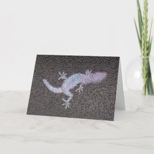 Gecko de tarjeta de saludo en vidrio