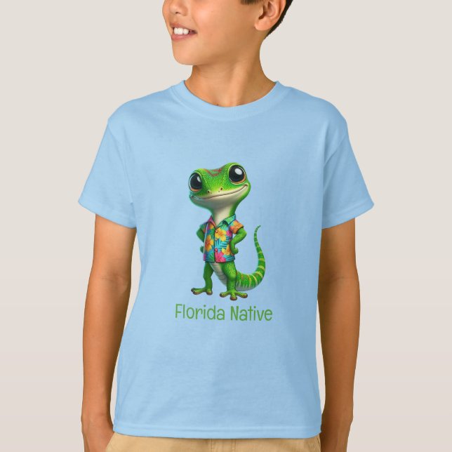 Gecko en camiseta tropical (Anverso)