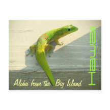Gecko hawaiano saludo con tarjeta postal