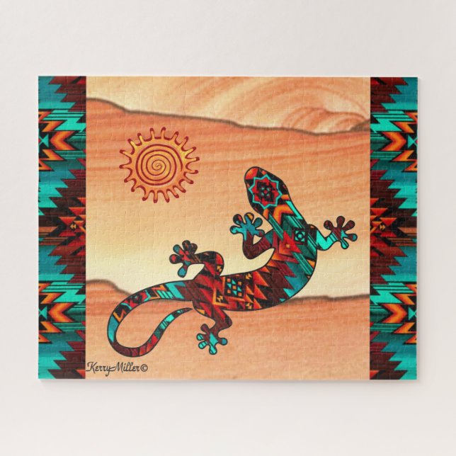Gecko Lizard Y El Rompecabezas Del Sol (Horizontal)