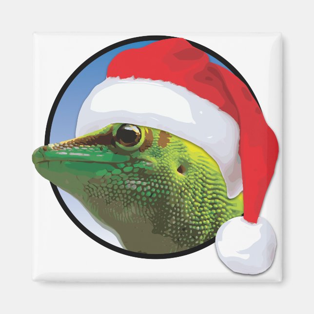 Gecko navidad - imán cuadrado de 2 pulgadas (Frente)