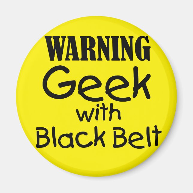 Geek de advertencia con imán de cinturón negro (Frente)
