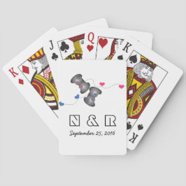 Geeky Gamers Boda Jugando Cartas Azul Rosa