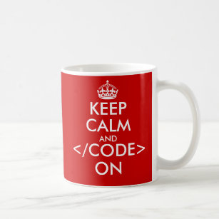 Geeky guarde la calma y el código en la taza para