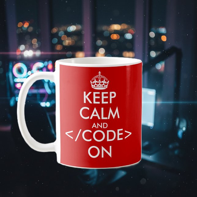 Geeky guarde la calma y el código en la taza para (fun keep calm mug for coder)
