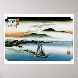 Geese descendente - Impresiones Hiroshige antiguas
