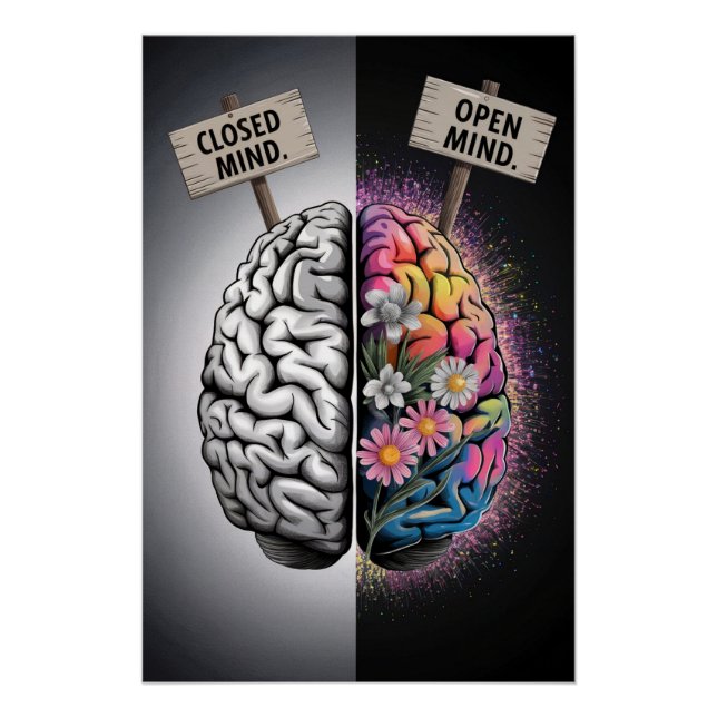 Gehirn Poster | Offenheit vs. Geschlossenheit (Anverso)