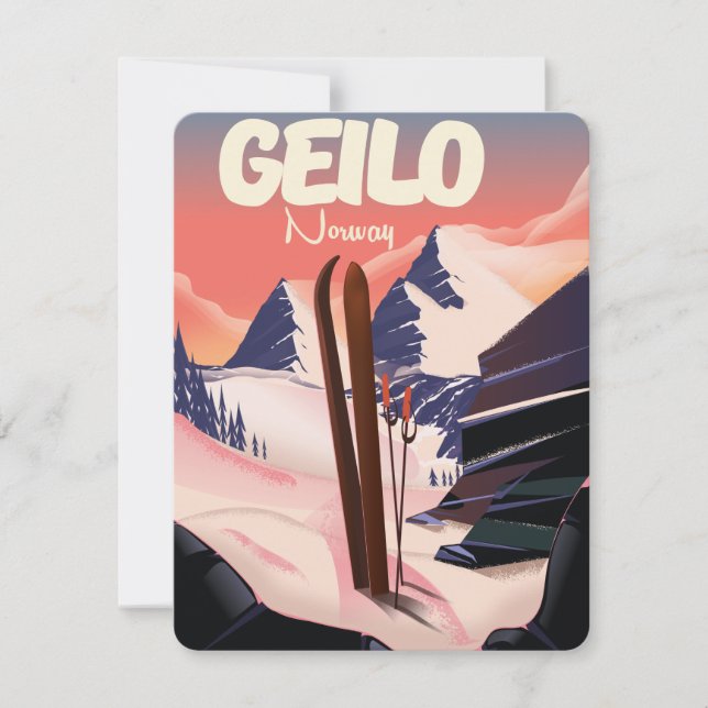 Geilo Noruega hermoso poster de esquí. (Anverso)