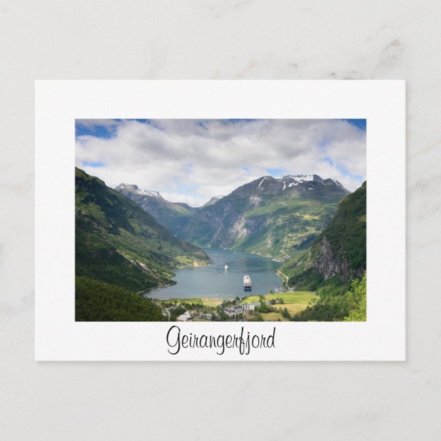 Geirangerfjord ver tarjeta de borde blanco (Anverso)
