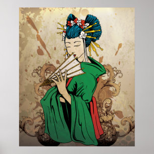 Geisha 芸者 cartel de impresión japonés