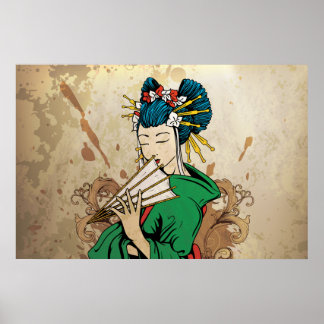 Geisha 芸 者 poster de impresión horizontal japonés